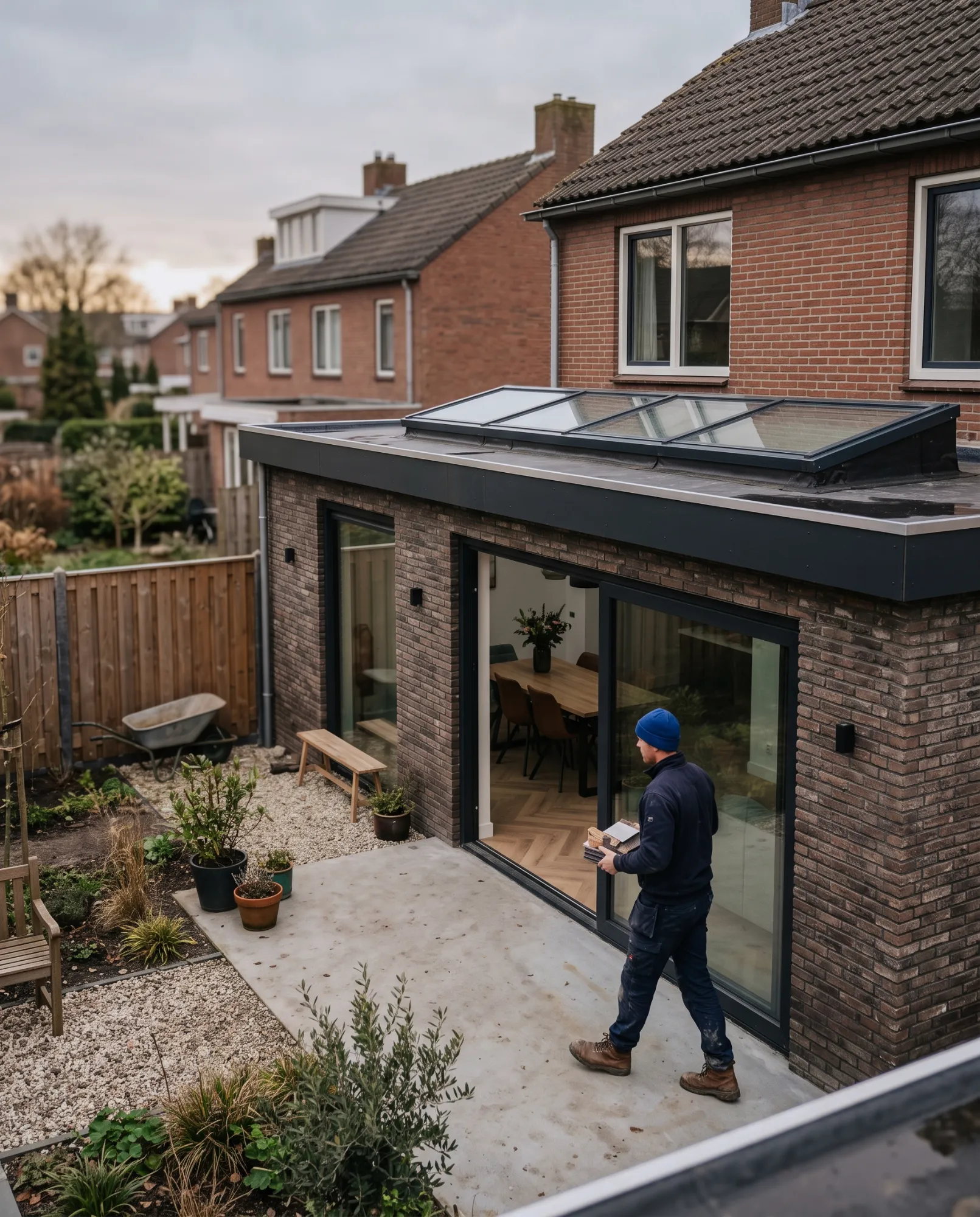 Aanbouw met lichtstraat
